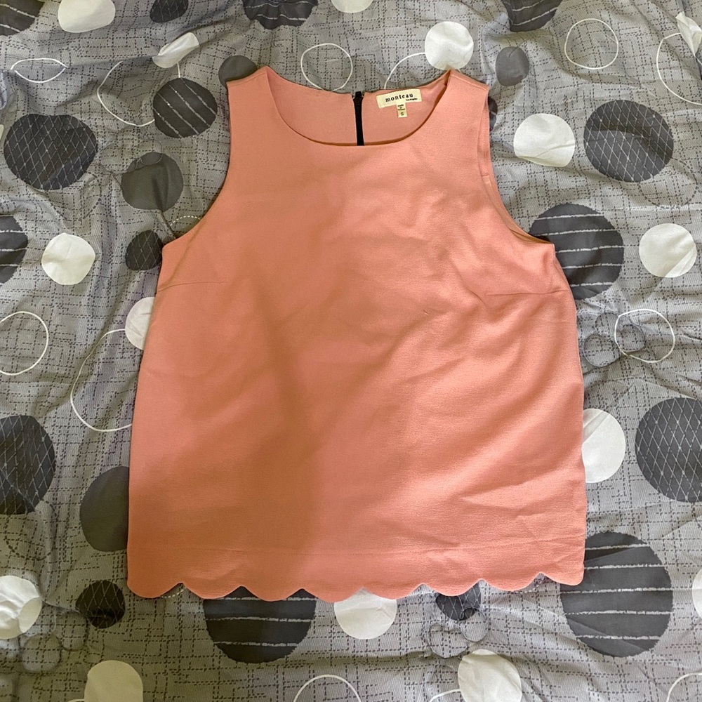 Monteau Pink Scalloped Top